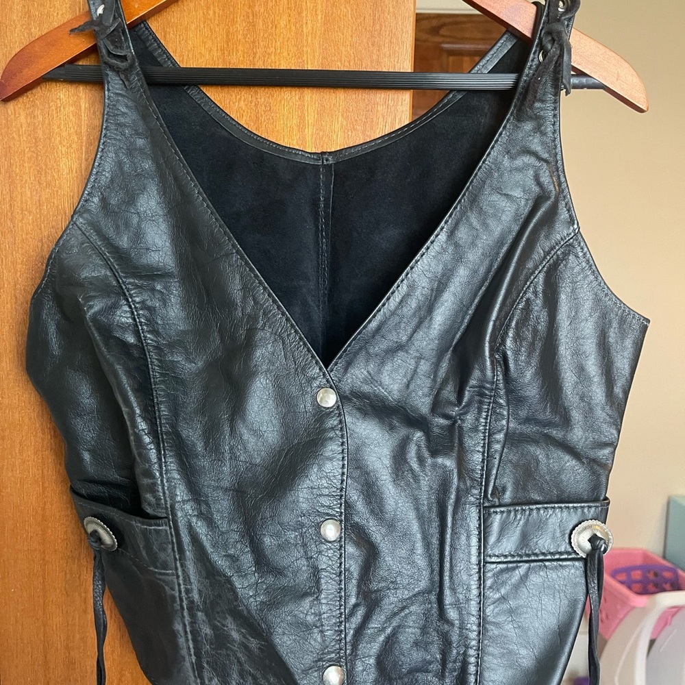 Black Leather Women’s Motorcycle Vest